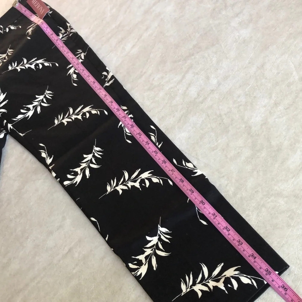 Merona Woman’s Classic Ankle Black White Leaf Print Slim Fit Pants Size 2 - Picture 6 of 15
